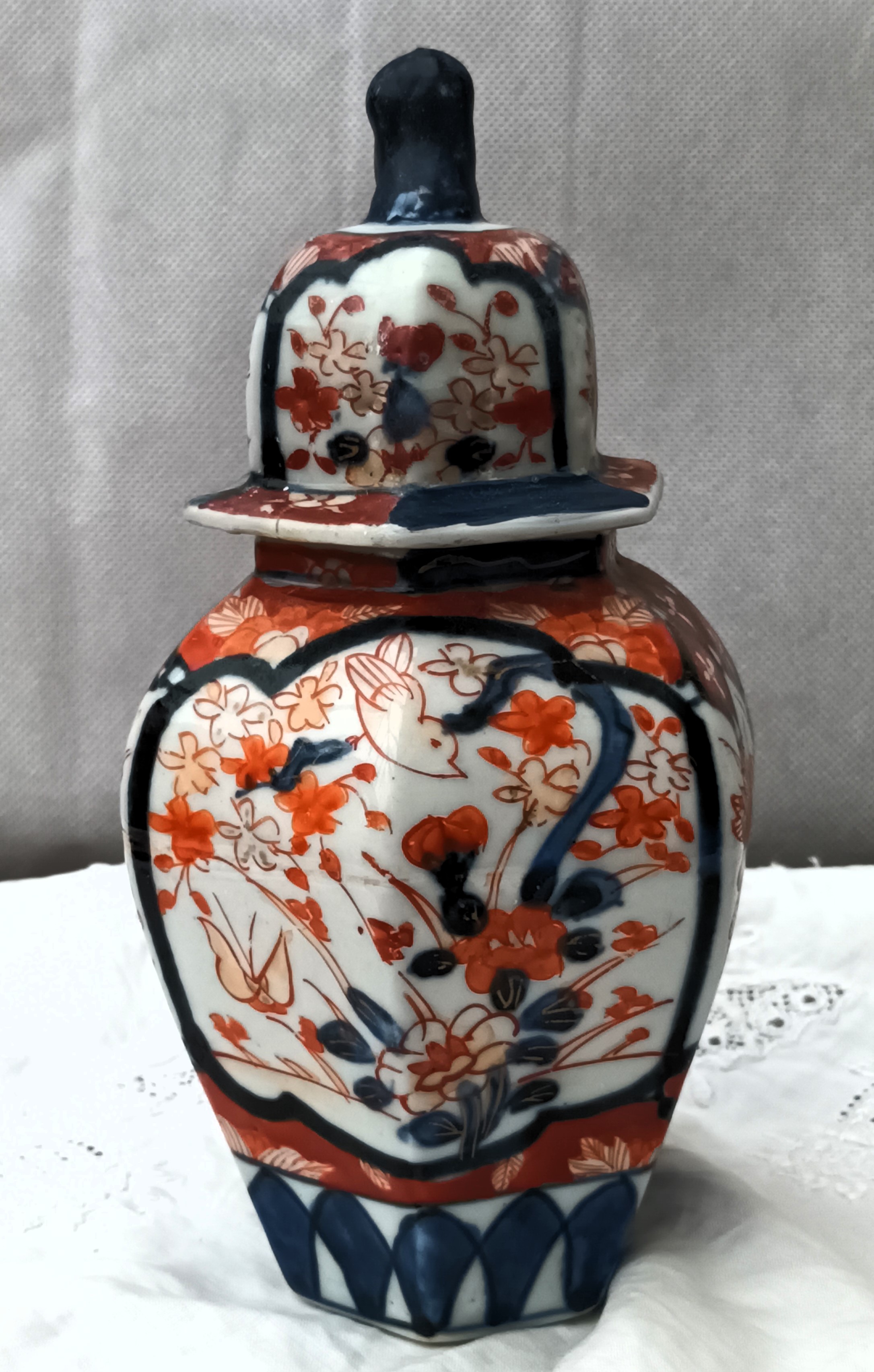 Antique Japanese Meiji Period Imari Porcelain Vase & Cover Antique Ceramics 6